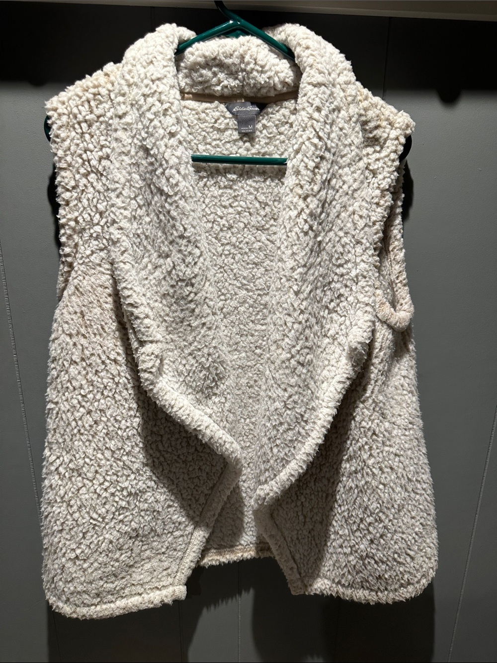 Eddie Bauer Light Cream Sherpa Open-Front Vest